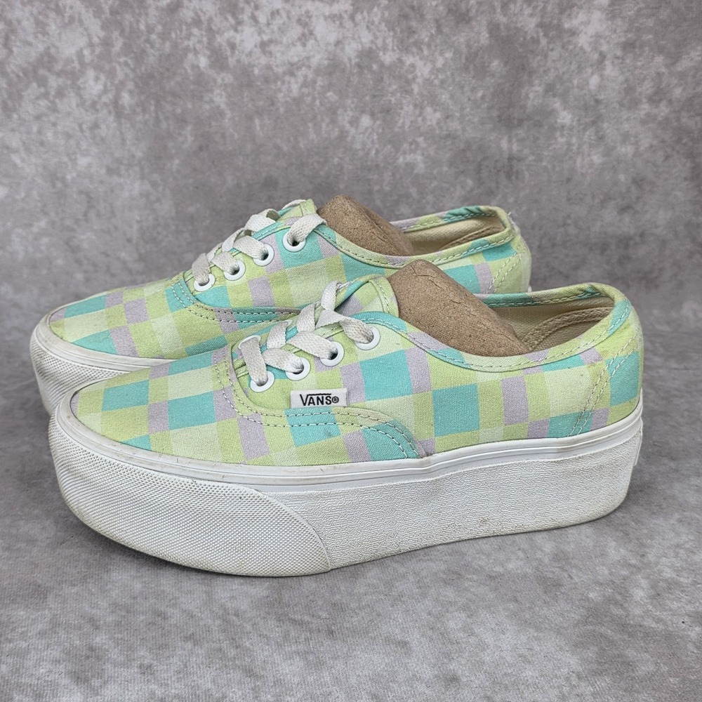 VANS Old Skool Stackform Platform Womens 5 Mens 3.5 Pastel Picnic Checked Shoes